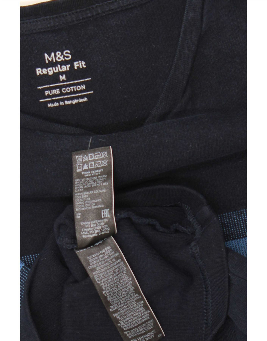 Marks & Spencer T-shirt top til kvinder UK 14 Mellem marineblå stribet