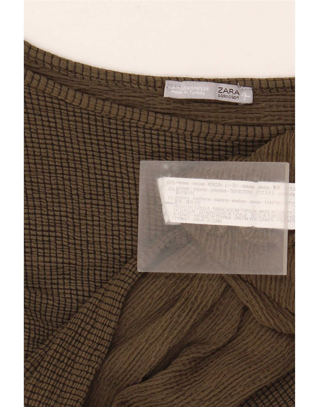 Zara Dame Oversized Top 3/4 ærmer UK 14 Medium Khaki Viscose
