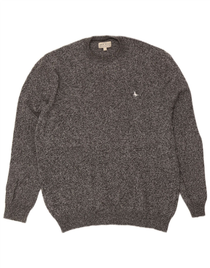 Jack Wills Herre Crew Neck Jumper Sweater Stor Grå Flecked Merino Wool