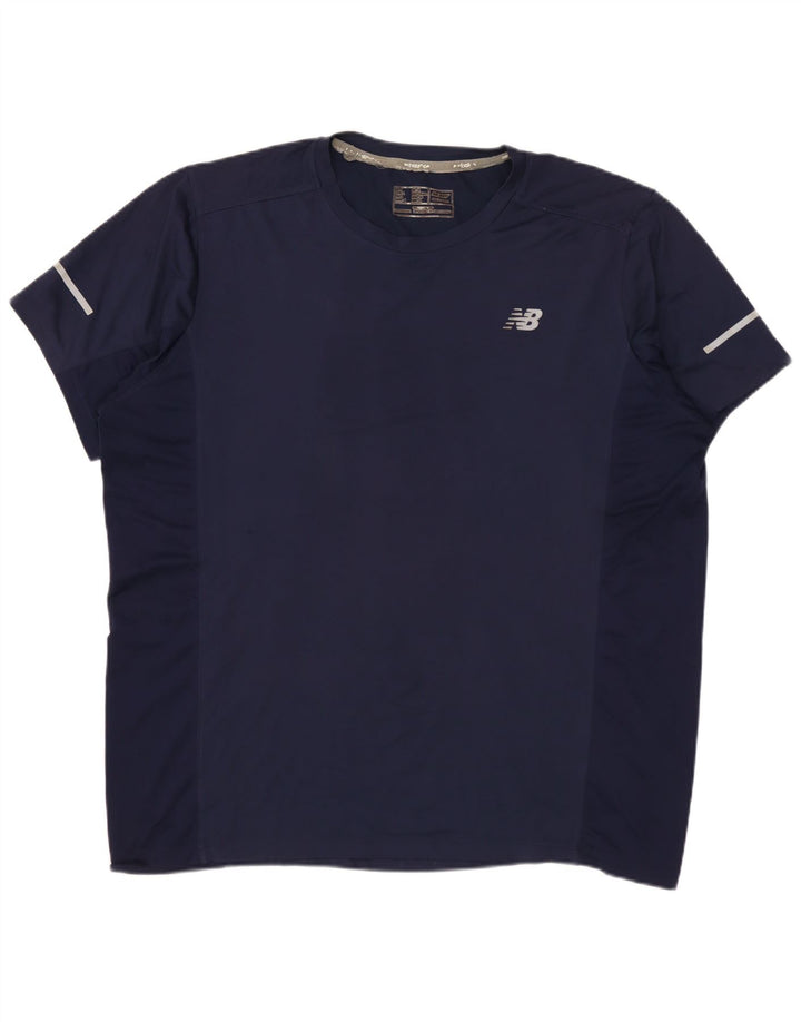 NEW BALANCE Herre T-Shirt Top Large Navy Blue Polyester