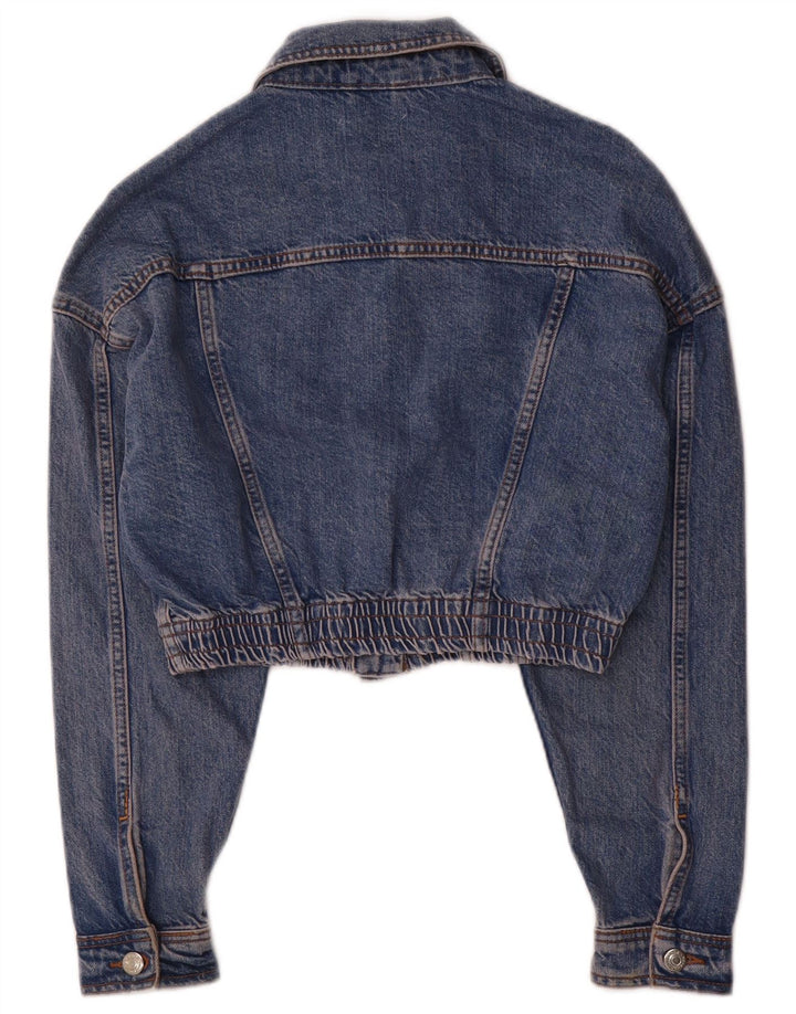 Topshop Dame Crop Denim Jacket UK 8 Small Blue