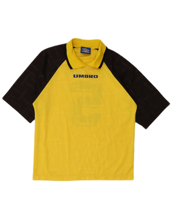 Umbro Boys Graphic Polo Shirt 15-16 Years Yellow Geometric Polyester