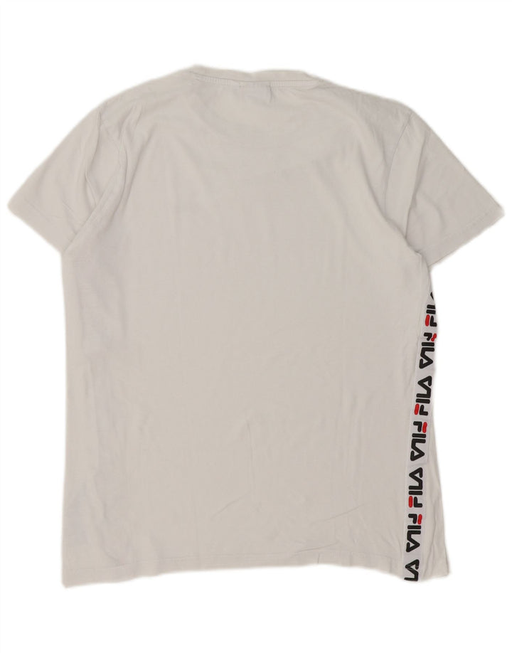 Fila Herre Grafisk T-Shirt Top Medium Hvid Bomuld