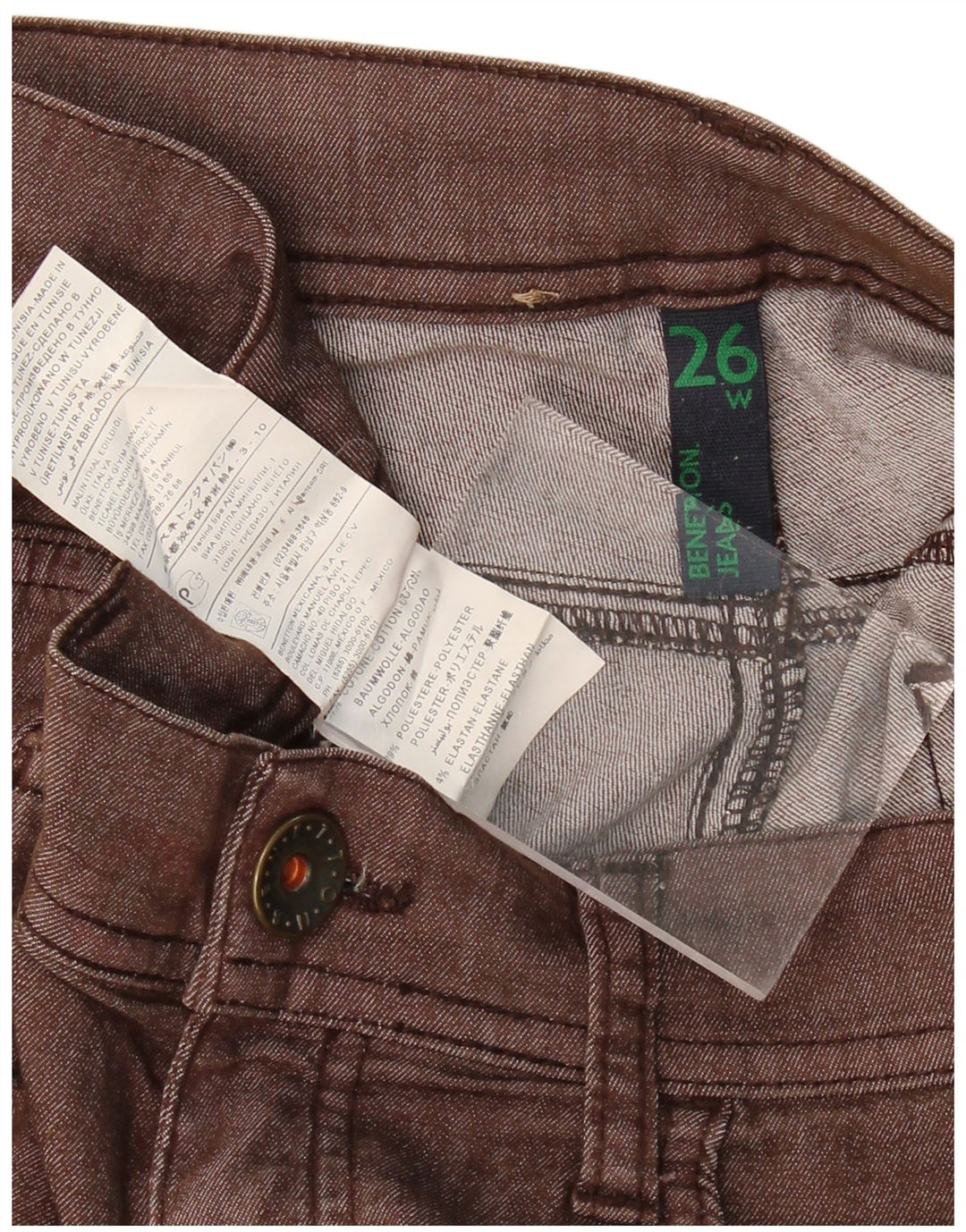 BENETTON Womens Slim Jeans W26 L29 Brown Cotton