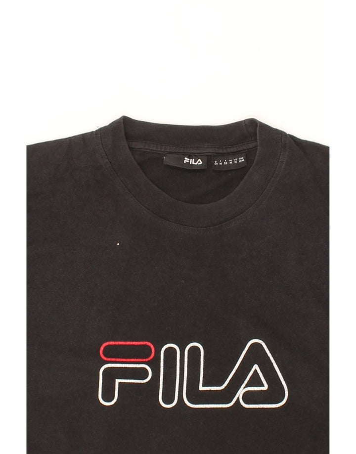 FILA Mens Graphic T-Shirt Top Medium Black Vintage Fila and Second-Hand Fila from Messina Hembry 