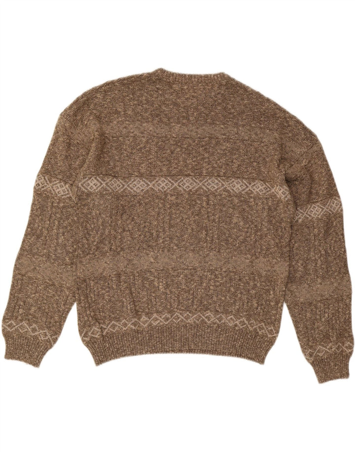 VINTAGE Herre Crew Neck Jumper Sweater IT 56 2XL Brun Stribet
