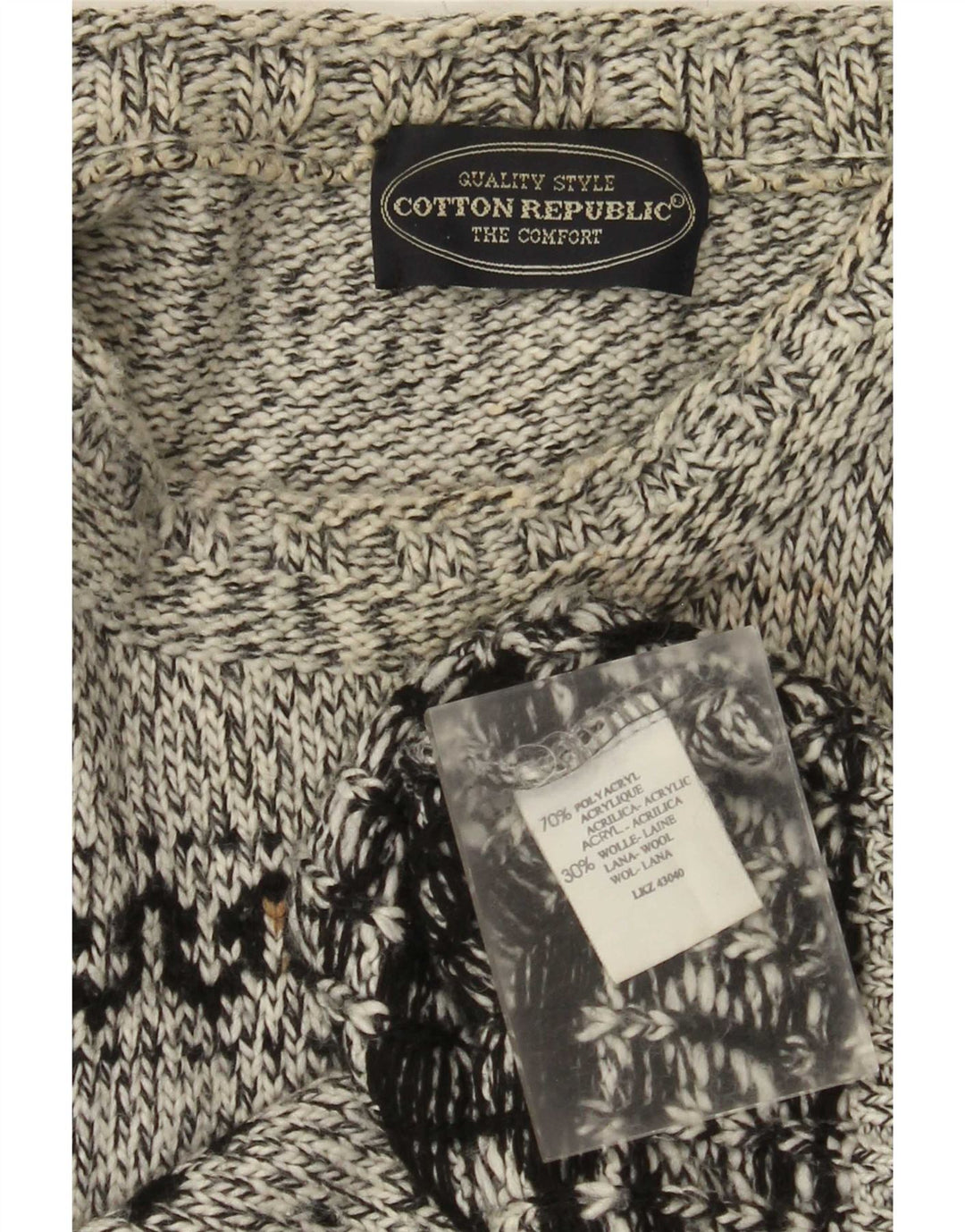 Cotton Republic Herre sweater med rund hals, Medium Grey Fair Isle