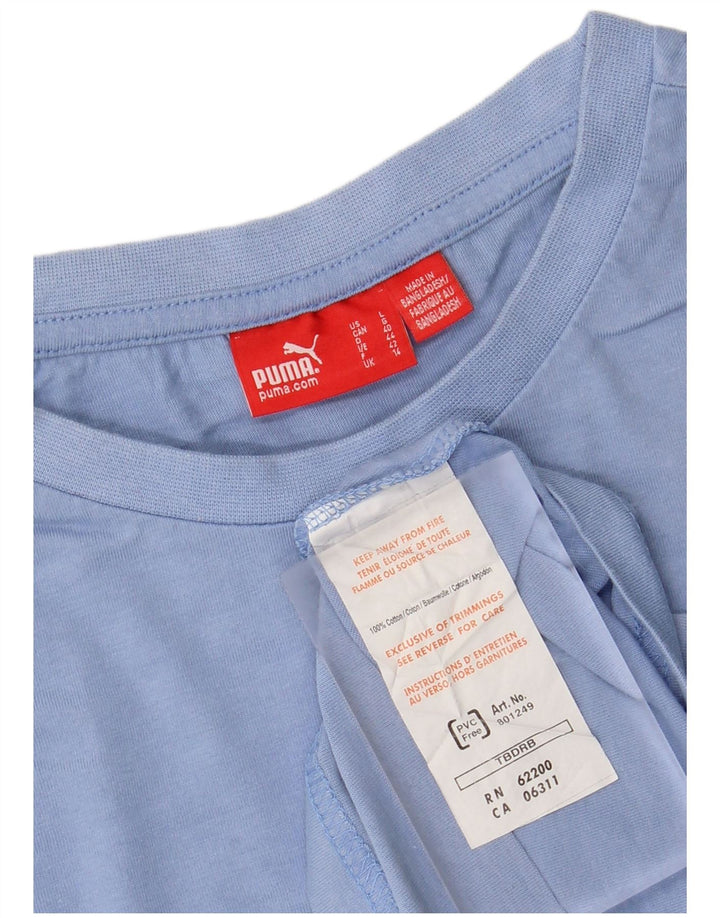 PUMA Womens Graphic T-Shirt Top UK 14 Medium  Blue Cotton