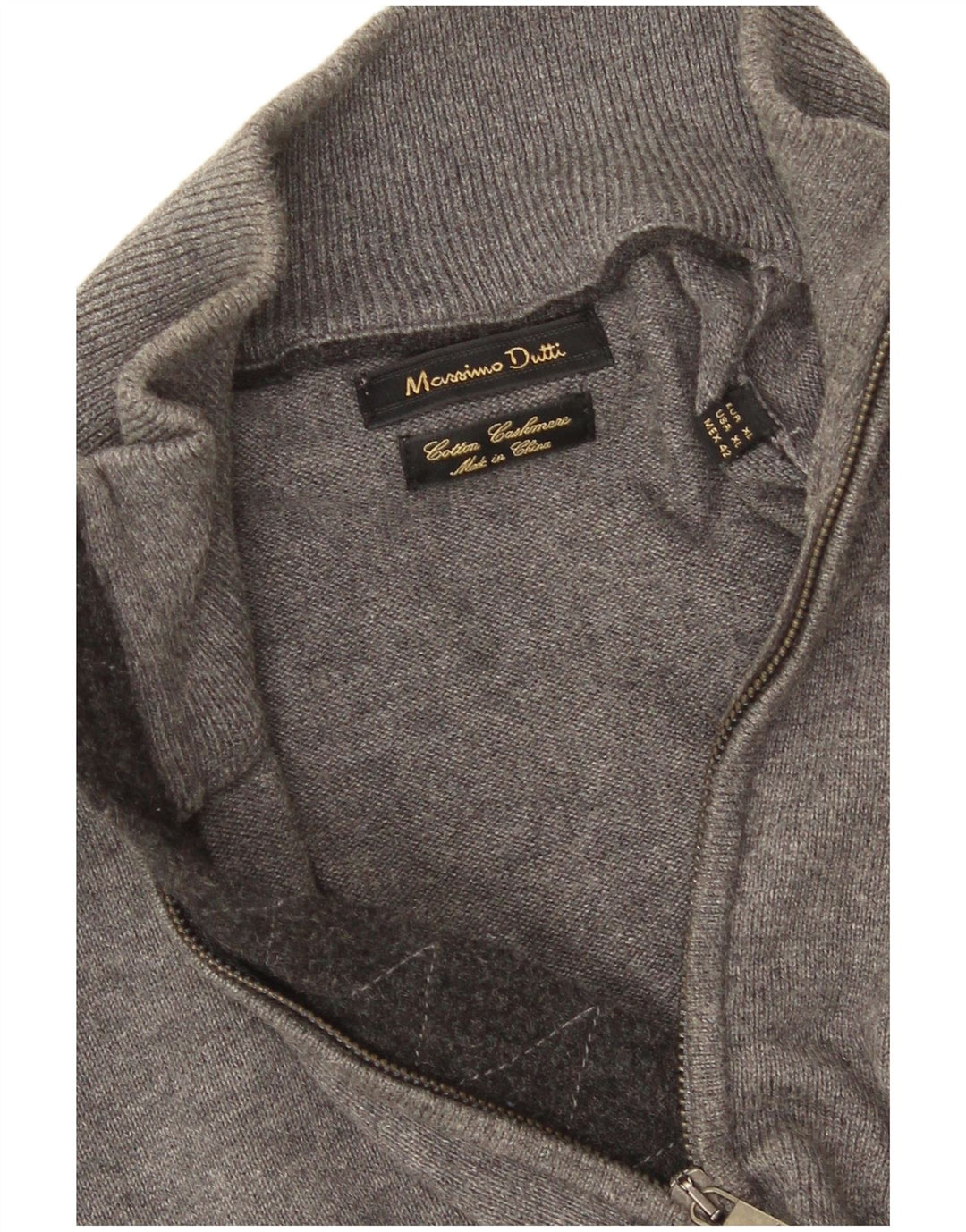 Massimo Dutti Herre Zip Neck Jumper Sweater XL Grå Bomuld
