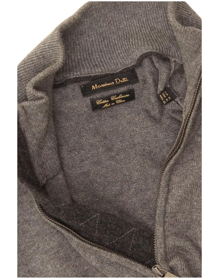 Massimo Dutti Herre Zip Neck Jumper Sweater XL Grå Bomuld