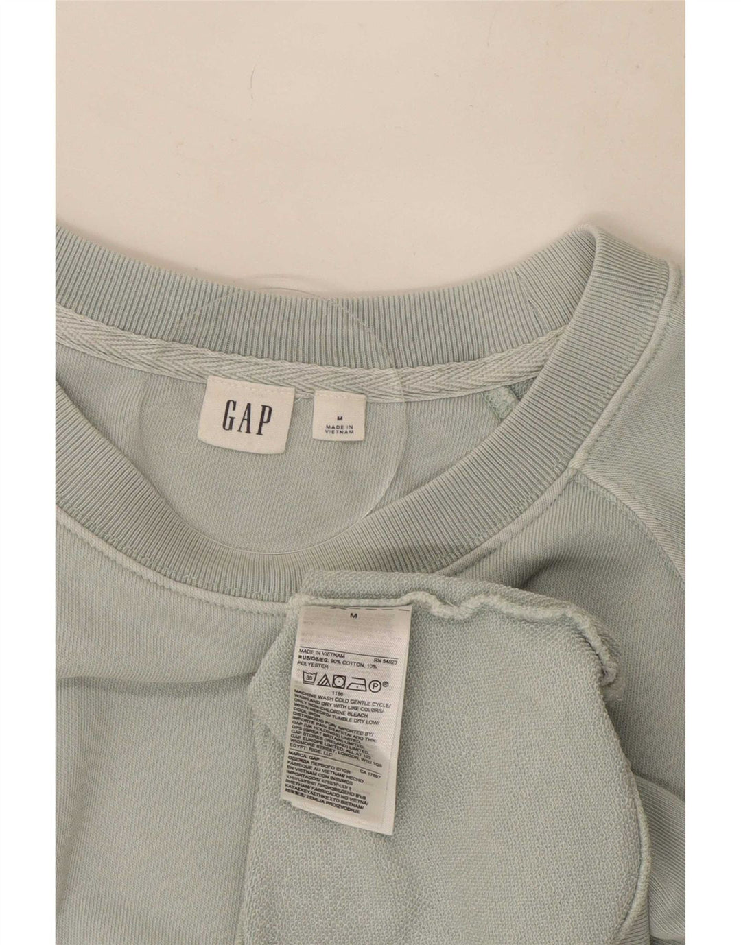 Gap Dame Kortærmet Sweatshirt Jumper UK 14 Medium Grøn Bomuld
