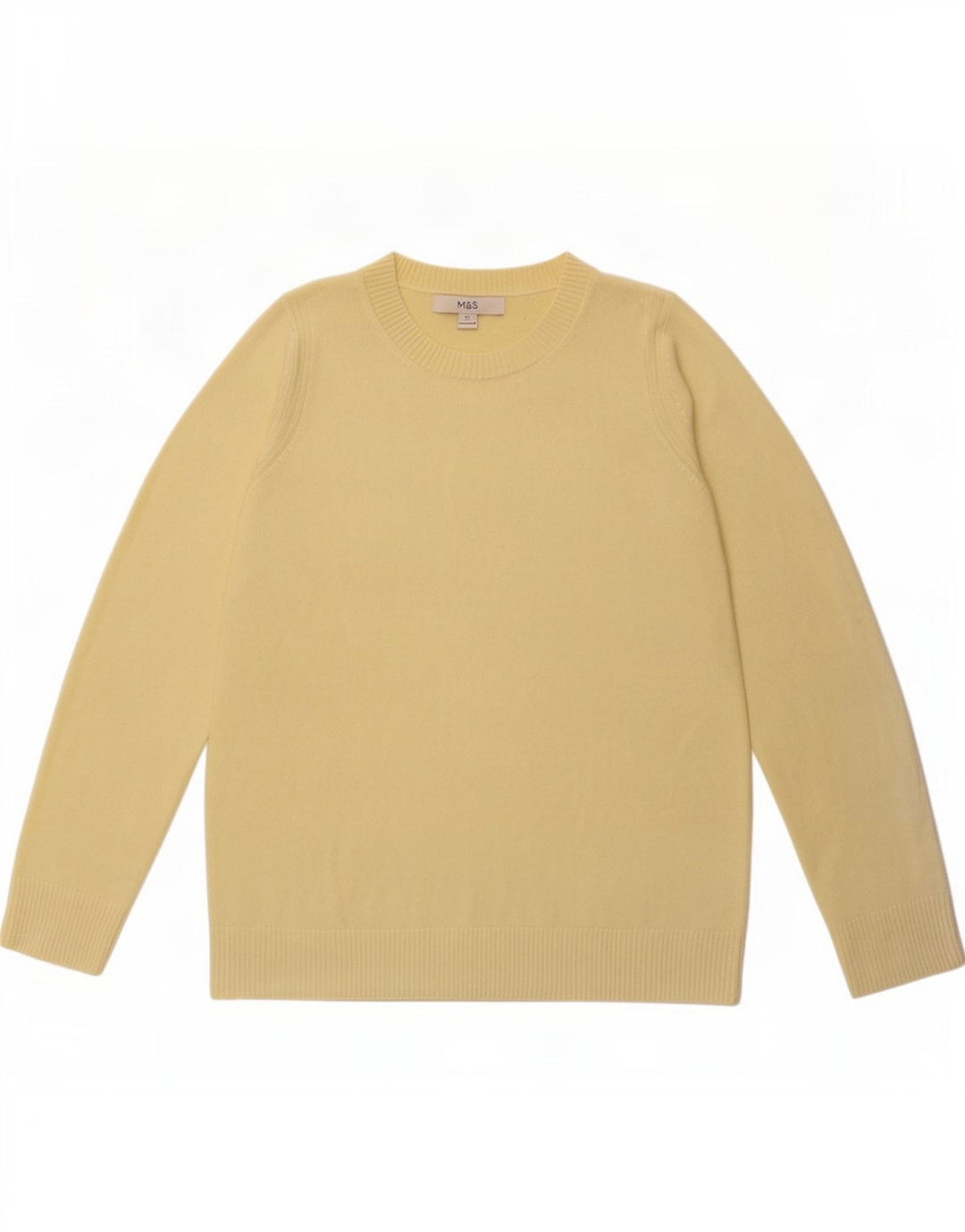 Marks & Spencer Dame Boat Neck Jumper Sweater UK 12 Medium Yellow Acryl