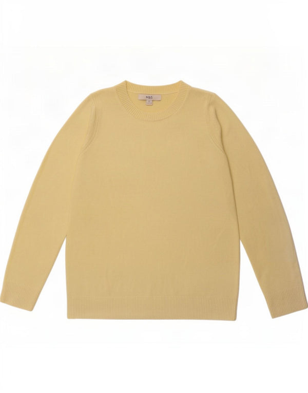 Marks & Spencer Dame Boat Neck Jumper Sweater UK 12 Medium Yellow Acryl