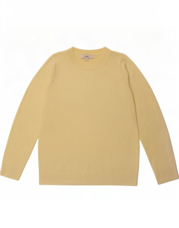 Marks & Spencer Dame Boat Neck Jumper Sweater UK 12 Medium Yellow Acryl