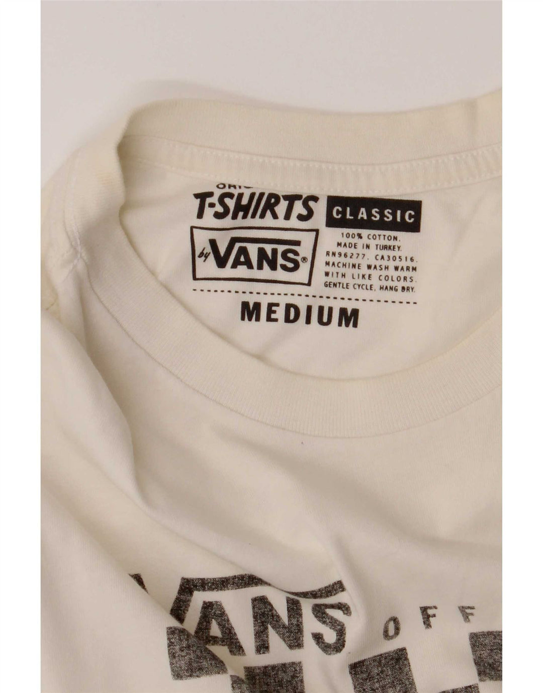 Vans Herre Classic Fit Grafisk T-Shirt Top Medium Hvid Bomuld