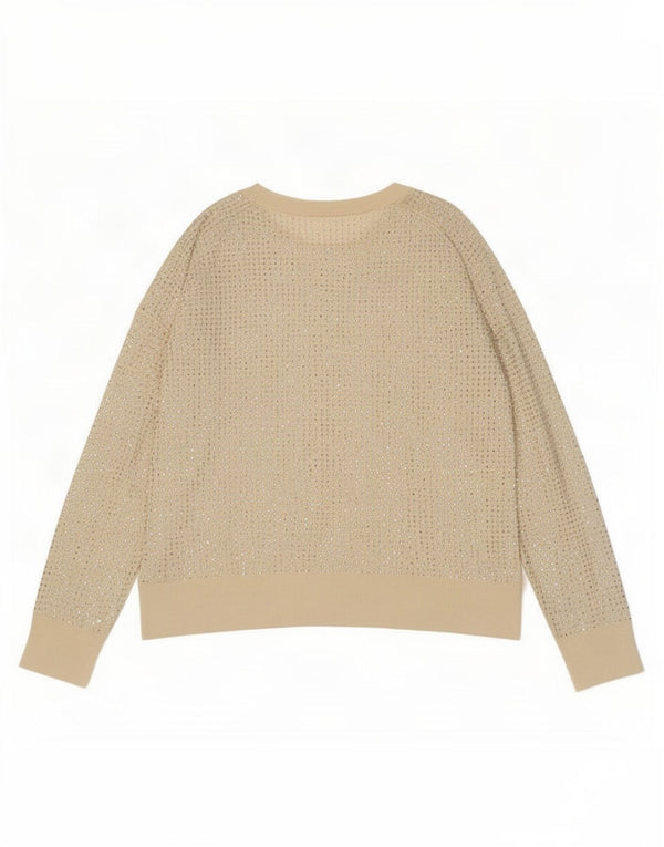 Zara Dame Jumper Sweater UK 16 Stor Beige