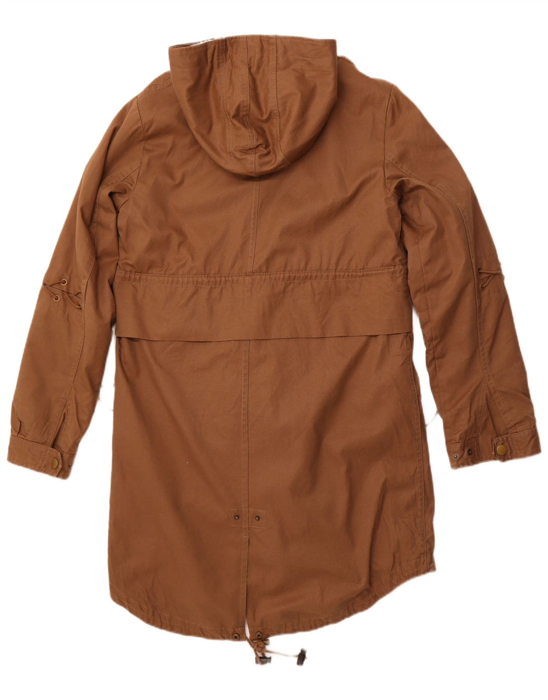 MET Womens Hooded Sherpa Parka Jacket UK 14 Medium Brown Cotton