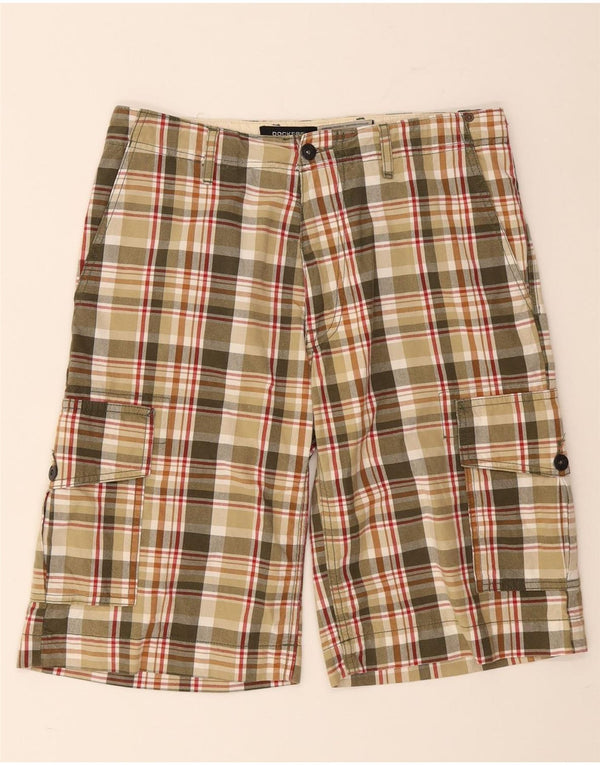 DOCKERS Slim Fit Cargo Shorts til mænd W32 Medium Flerfarvet ternet bomuld