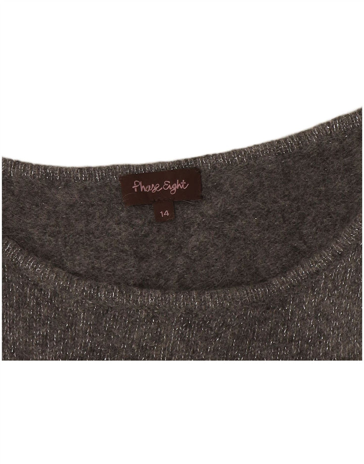 Phase Eight Dame Boat Neck Jumper Sweater UK 14 Stor Gråstribet