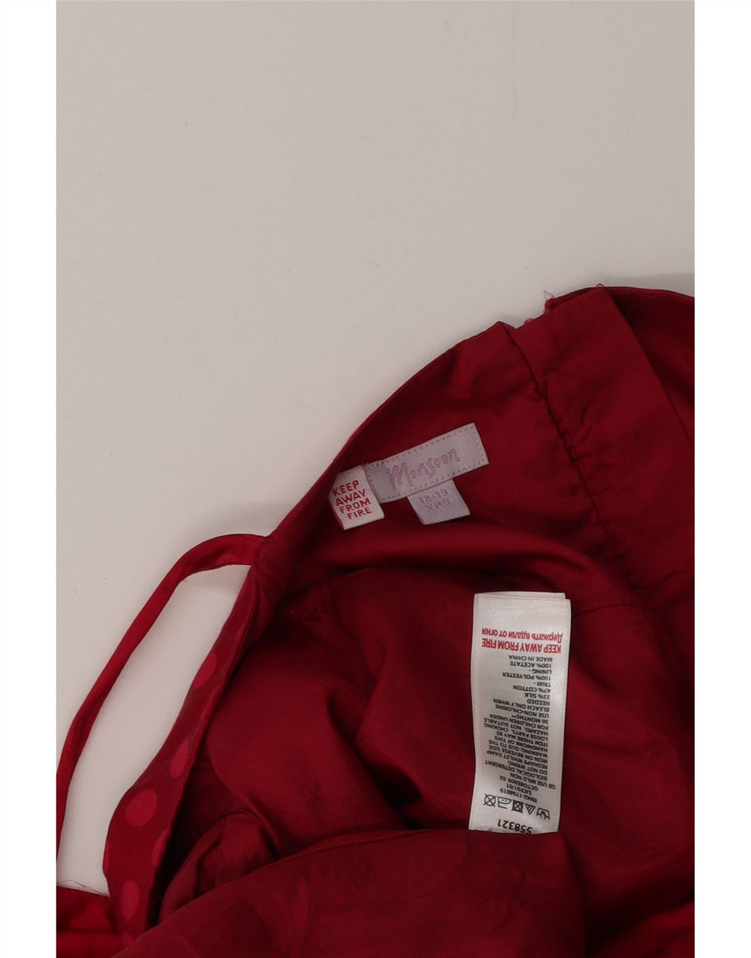 MONSOON ærmeløs maxikjole til piger 12-13 år rød prikket acetat