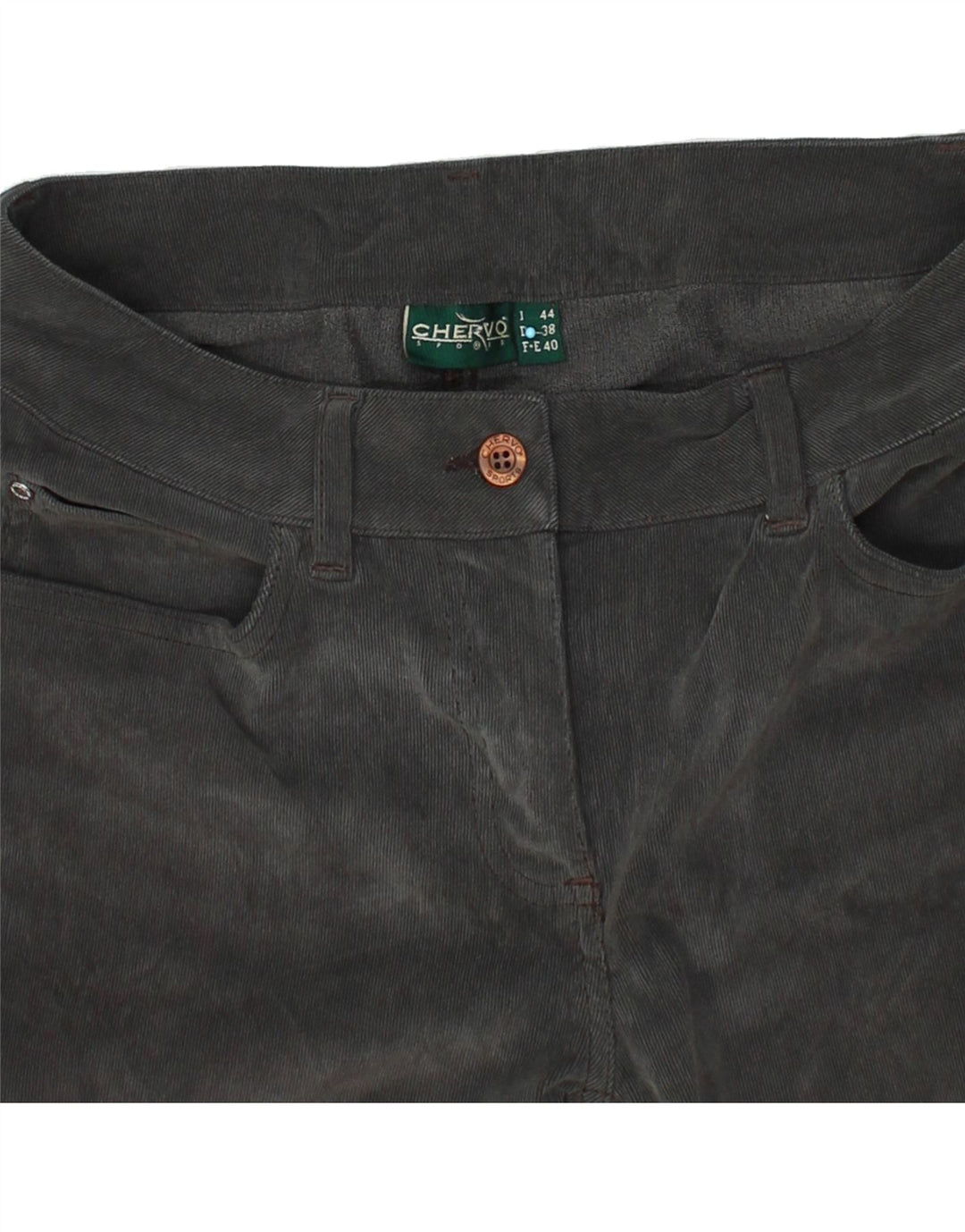 CHERVO Womens Straight Corduroy Trousers IT 44 Medium W30 L29 Grey Vintage Chervo and Second-Hand Chervo from Messina Hembry 