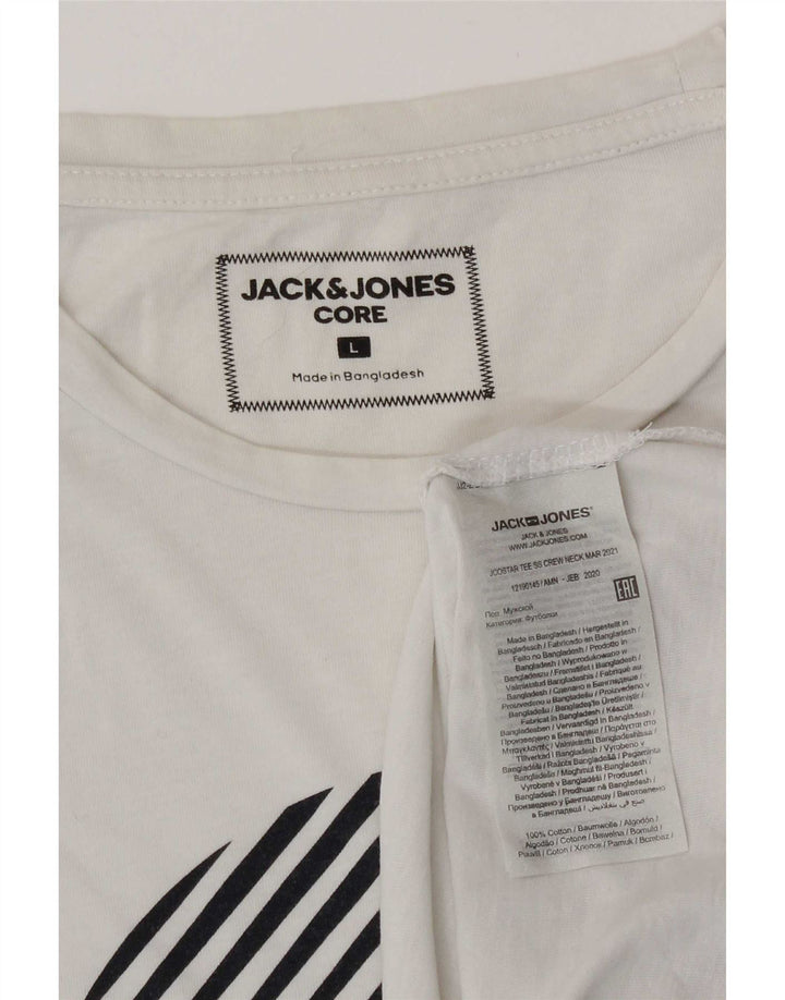 Jack & Jones Herre grafisk T-shirt Top Stor hvid bomuld