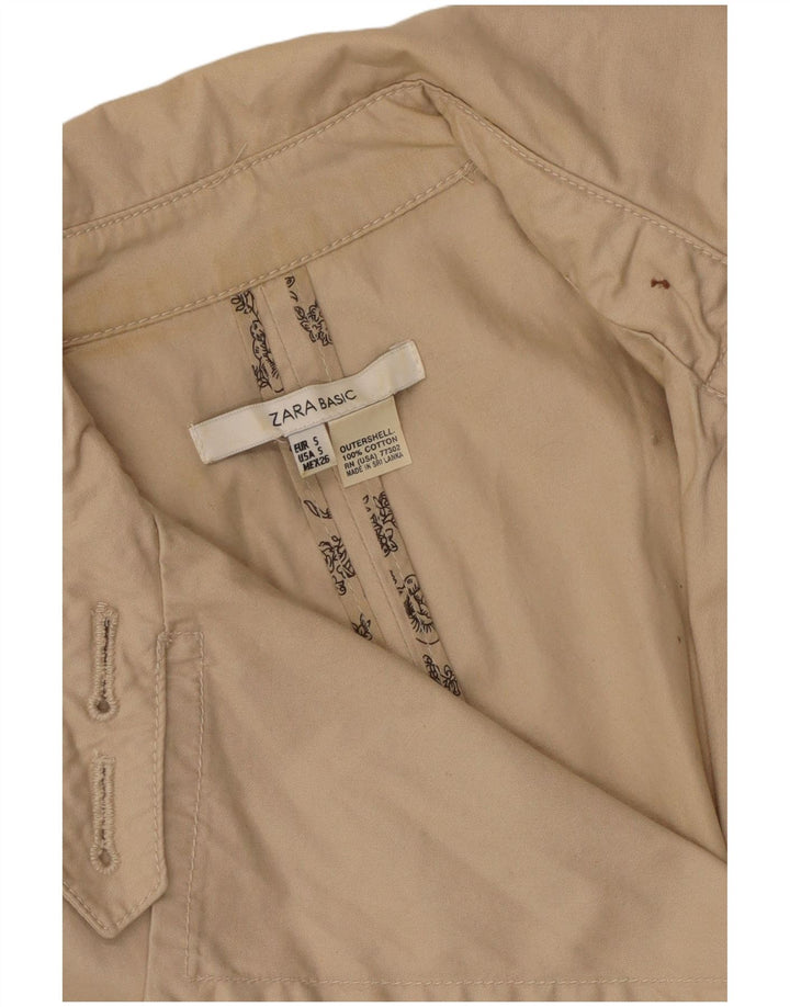 Zara Trench Coat til kvinder UK 10 Small Beige Bomuld