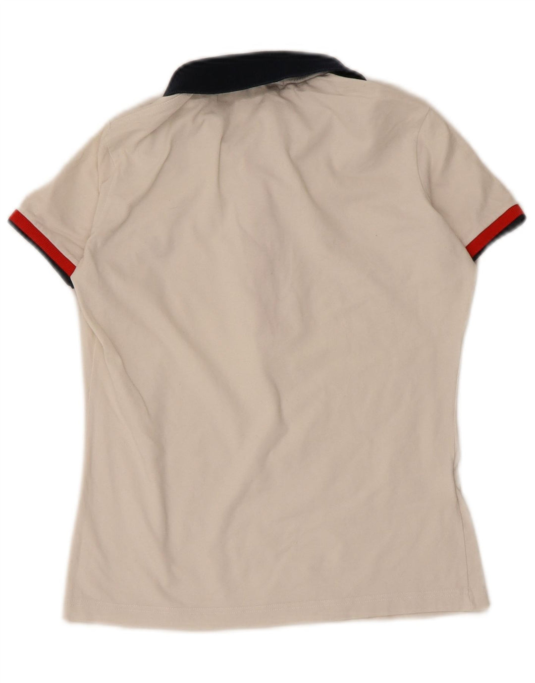 Fred Perry Dame Polo Shirt UK 8 Small White Colourblock Bomuld