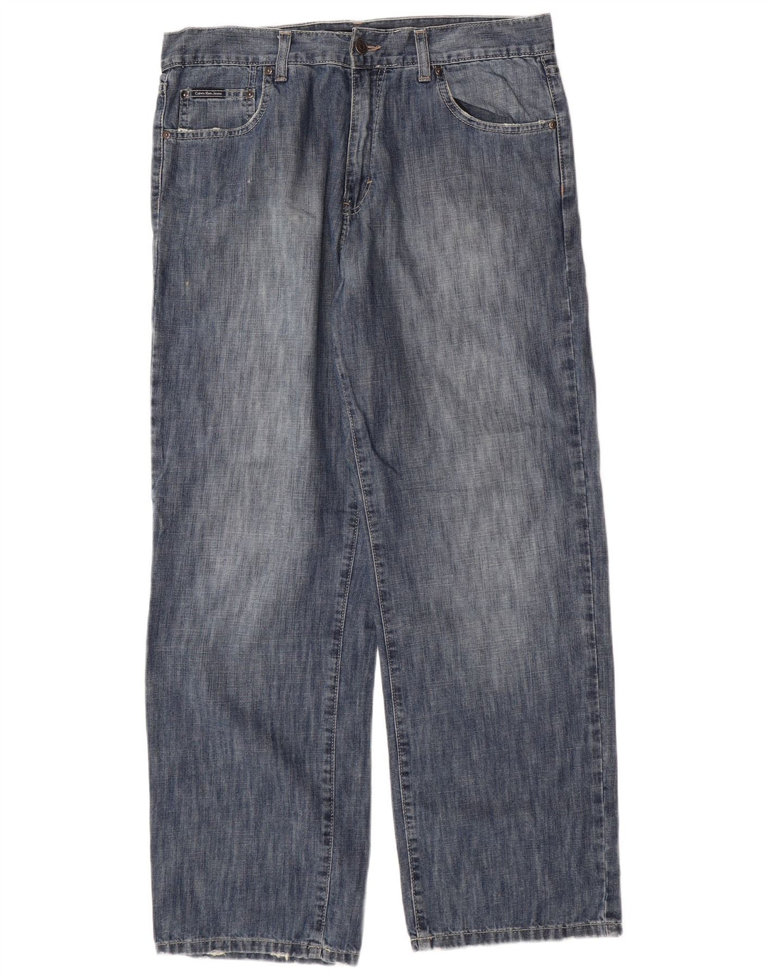 CALVIN KLEIN Straight jeans til mænd W34 L30 Blå Bomuld