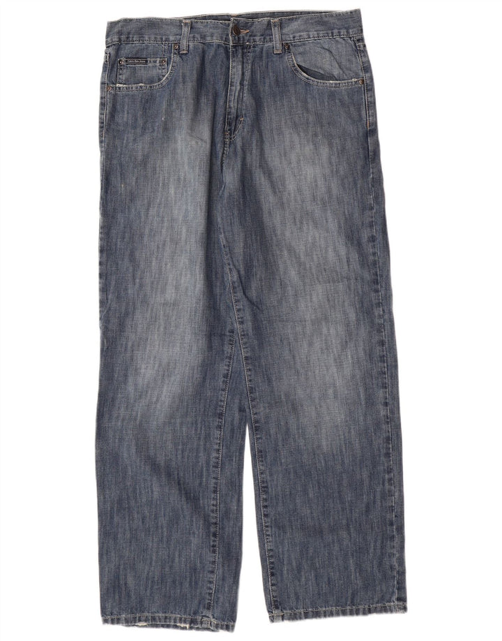 CALVIN KLEIN Straight jeans til mænd W34 L30 Blå Bomuld
