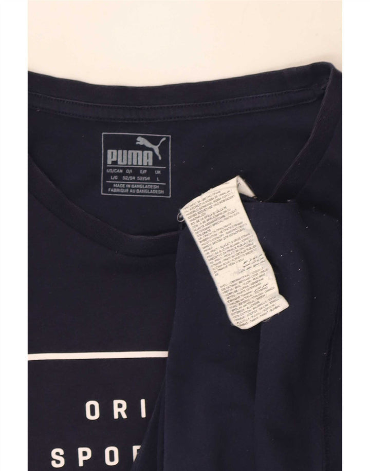 Puma Herre grafisk T-shirt Top Stor marineblå bomuld
