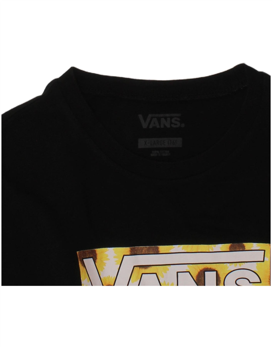 VANS Drenge Grafisk T-Shirt Top 15-16 år XL Sort Bomuld
