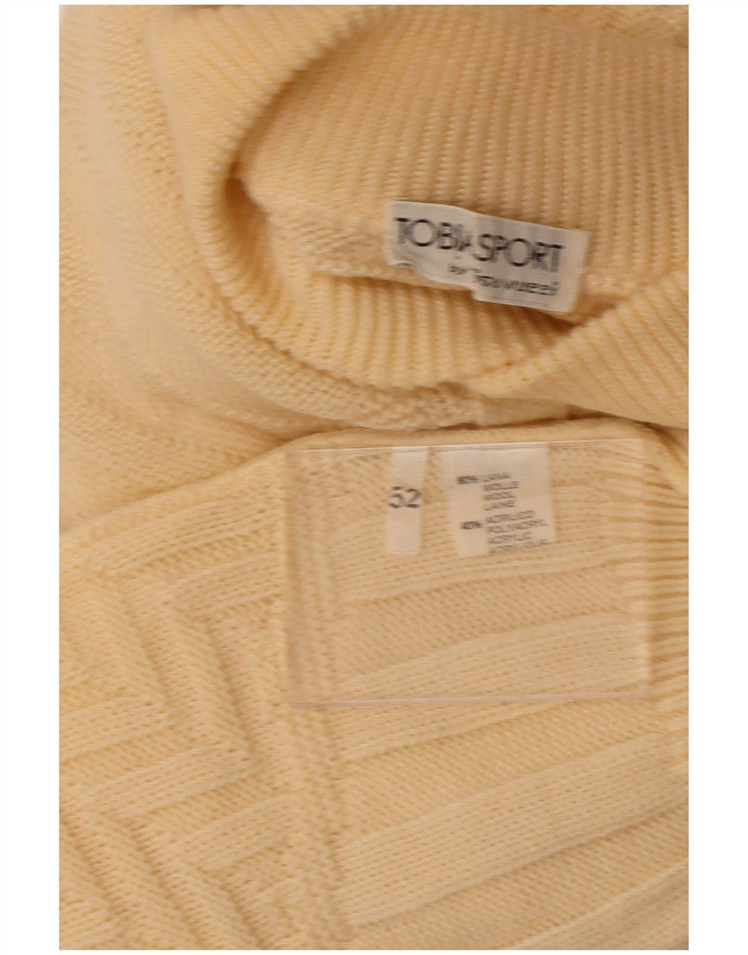 VINTAGE Dame sweater med rund hals IT 52 2XL Beige Uld