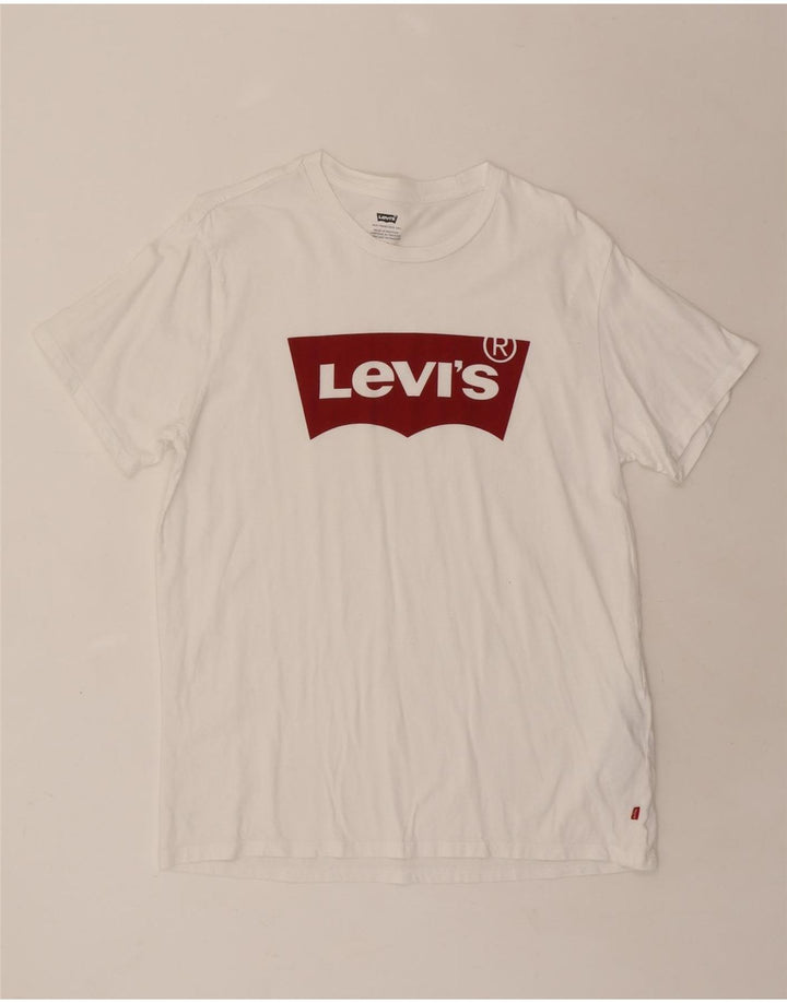 LEVI'S Mens Graphic T-Shirt Top Large White Cotton Vintage Levi's and Second-Hand Levi's from Messina Hembry 