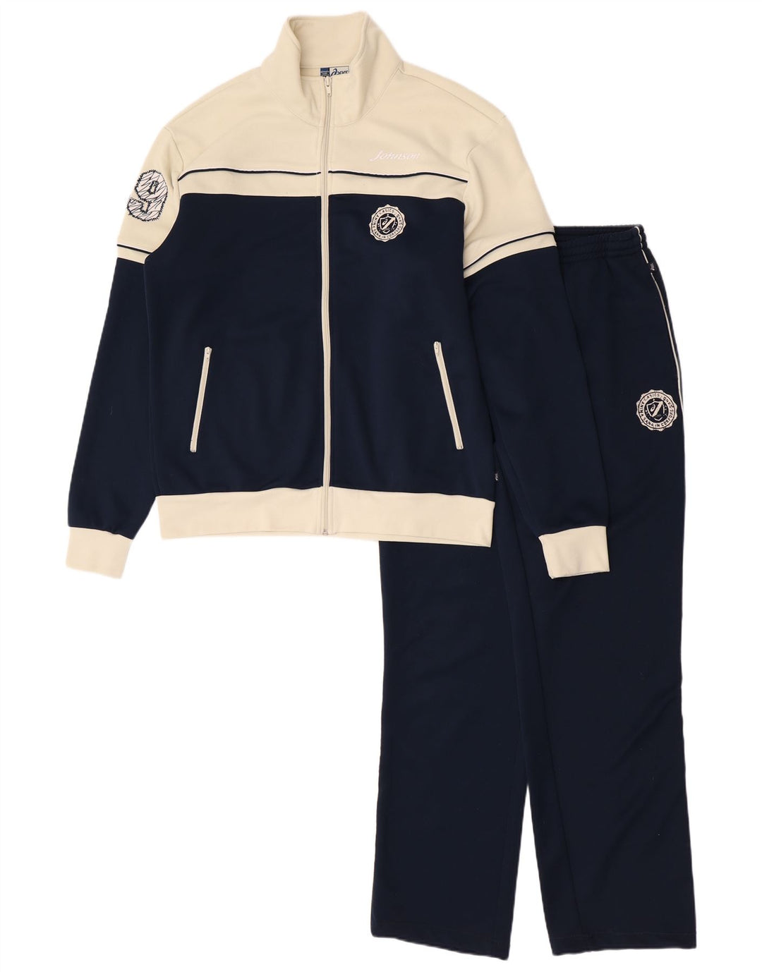 Oasis Herre Graphic Full Tracksuit XL Navy Blue Colourblock Polyester