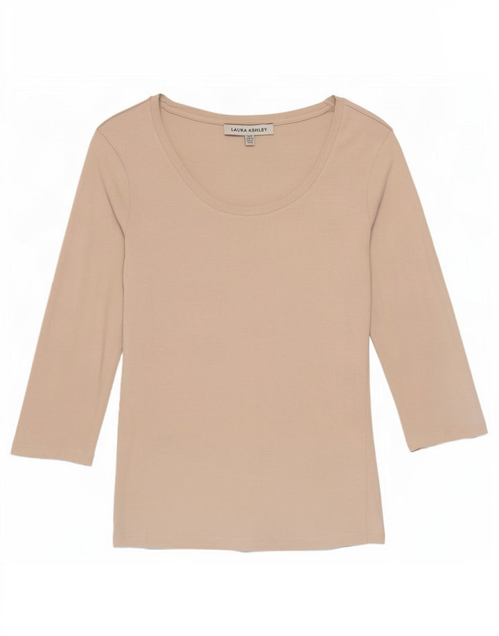 Laura Ashley Dame Top 3/4 ærmer UK 8 Small Beige Bomuld