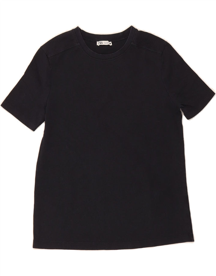 ZARA Womens Oversized T-Shirt Top UK 6 XS Navy Blue Vintage Zara and Second-Hand Zara from Messina Hembry 