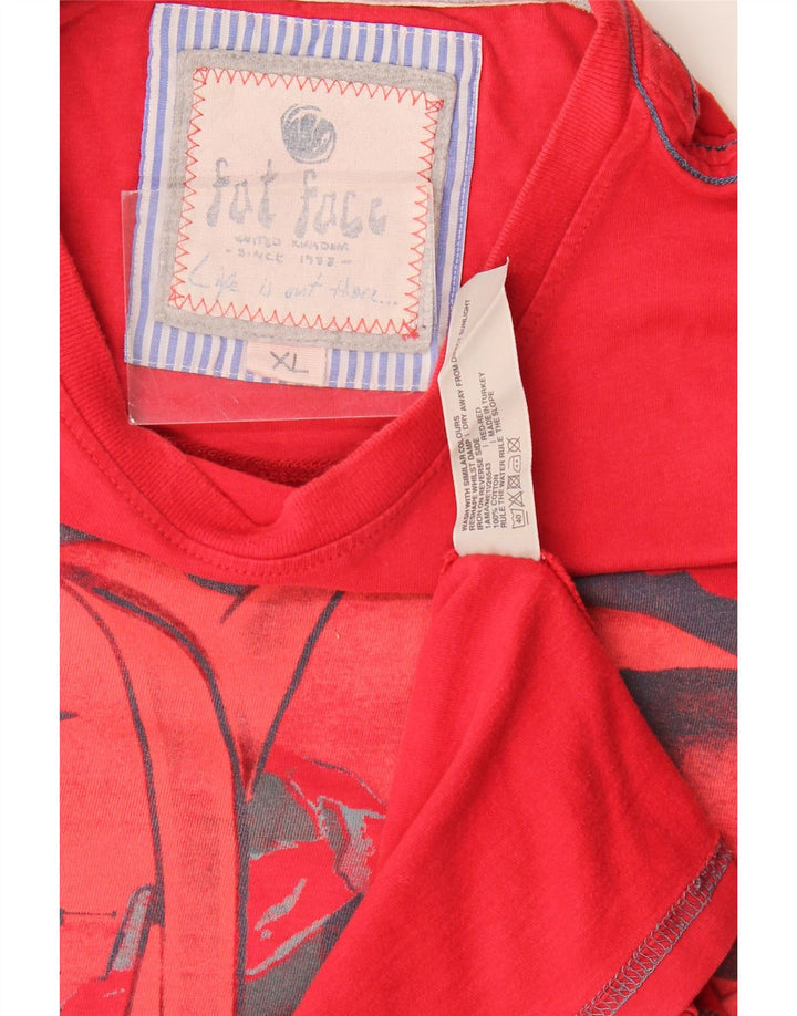 Fat Face Herre Grafisk T-Shirt Top XL Rød Bomuld
