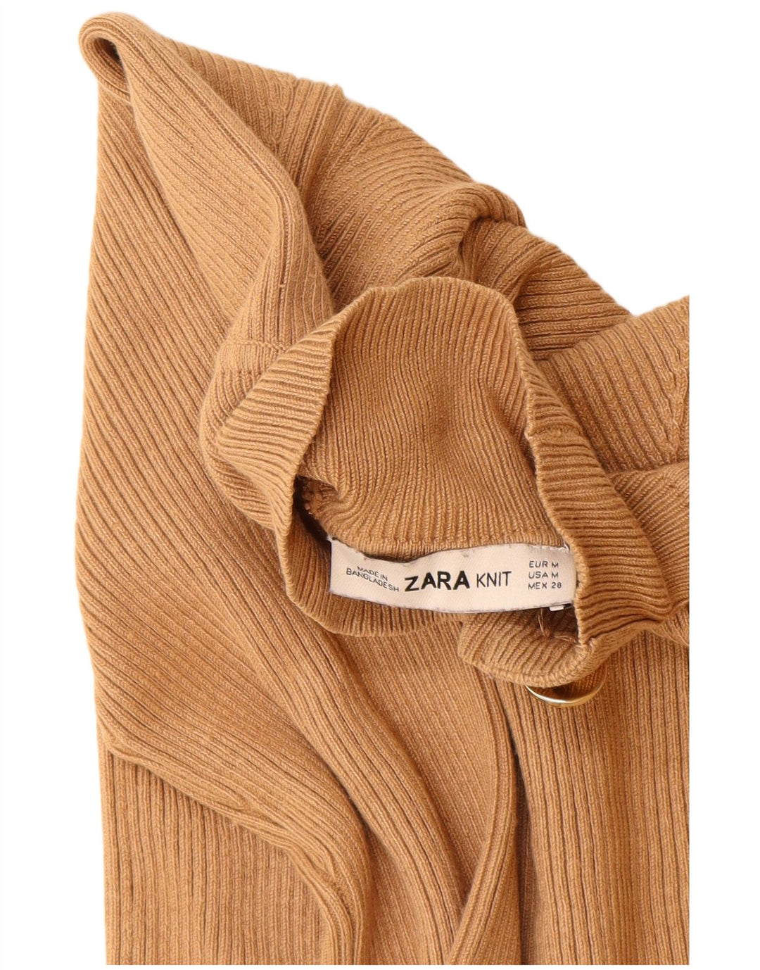 Zara Dame Turtle Neck Jumper Sweater UK 12 Medium Beige Viscose