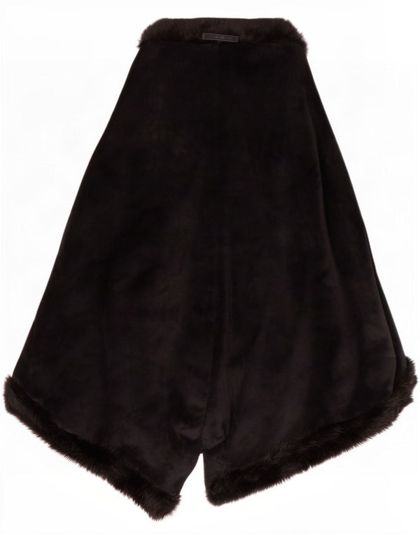 Vintage Womens Poncho Coat UK 10 Small Black Acrylic