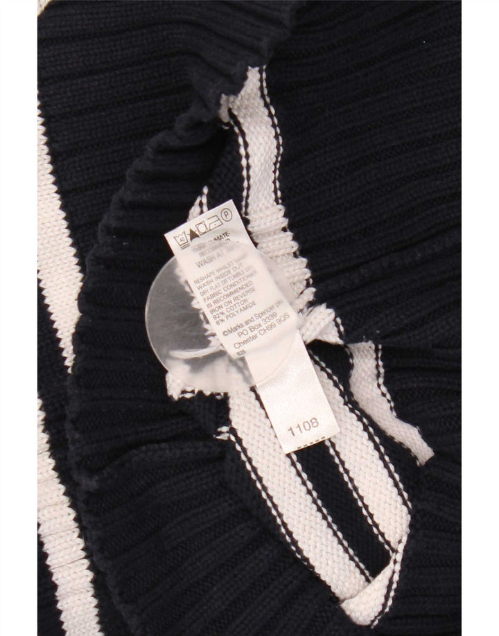 Marks & Spencer Dame Cardigan Sweater UK 16 Stor Marineblå Stribet