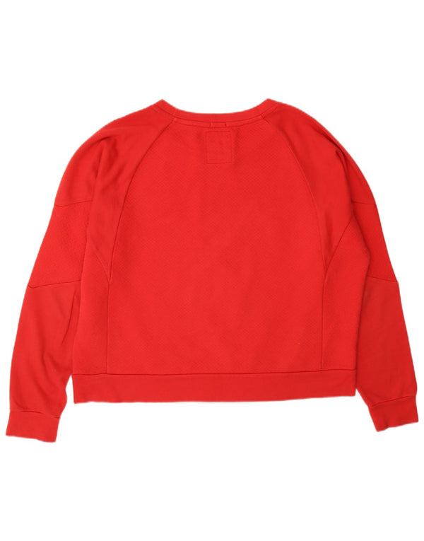 Superdry Womens Crop Graphic Sweatshirt Jumper UK 16 Large Red Bomuld