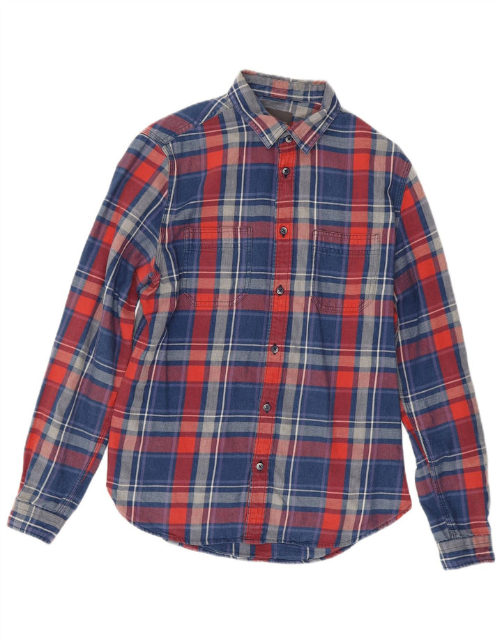 Zara Herre Flanelskjorte Medium Blå Ternet Bomuld