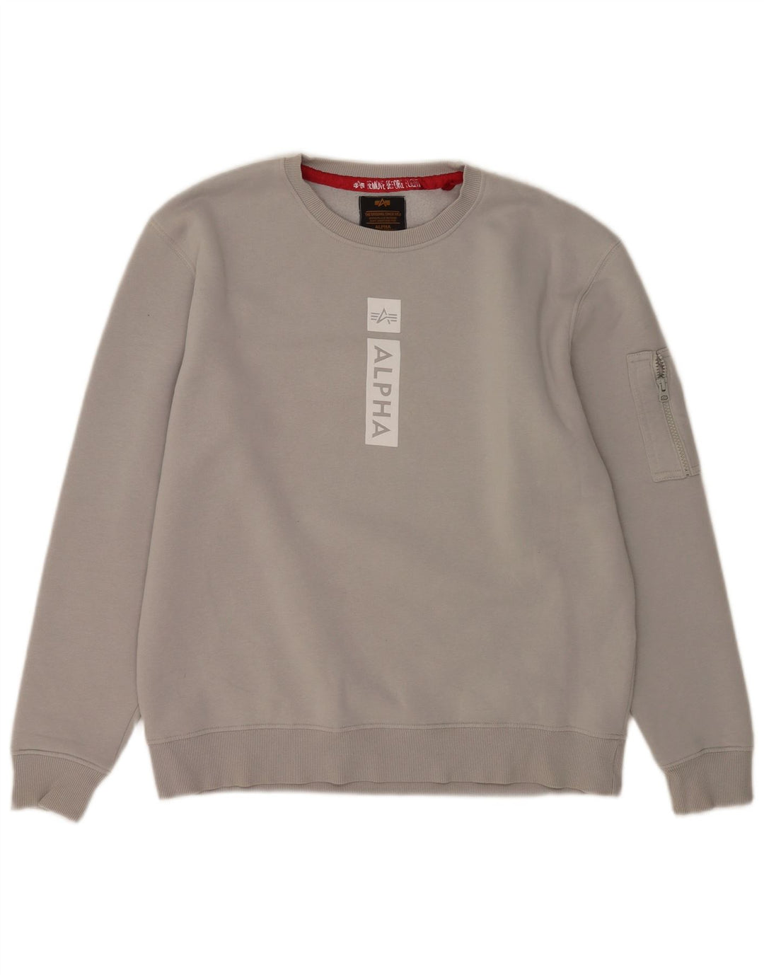 Alpha Industries Grafisk sweatshirt til mænd, stor grå bomuld