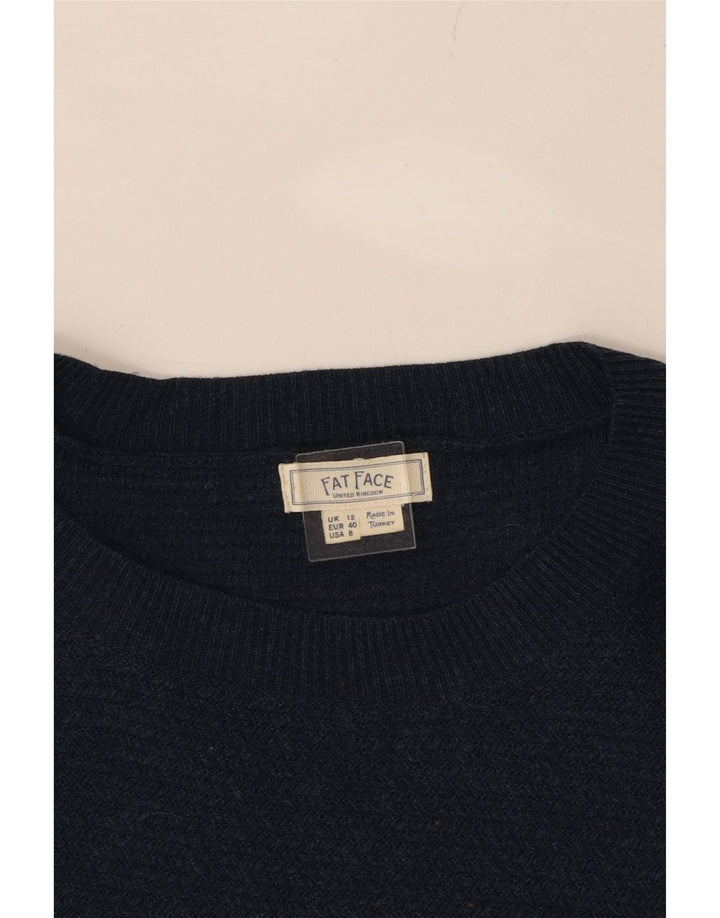 FAT FACE Womens Crop Boat Neck Jumper Sweater UK 12 Medium Navy Blue Vintage Fat Face and Second-Hand Fat Face from Messina Hembry 