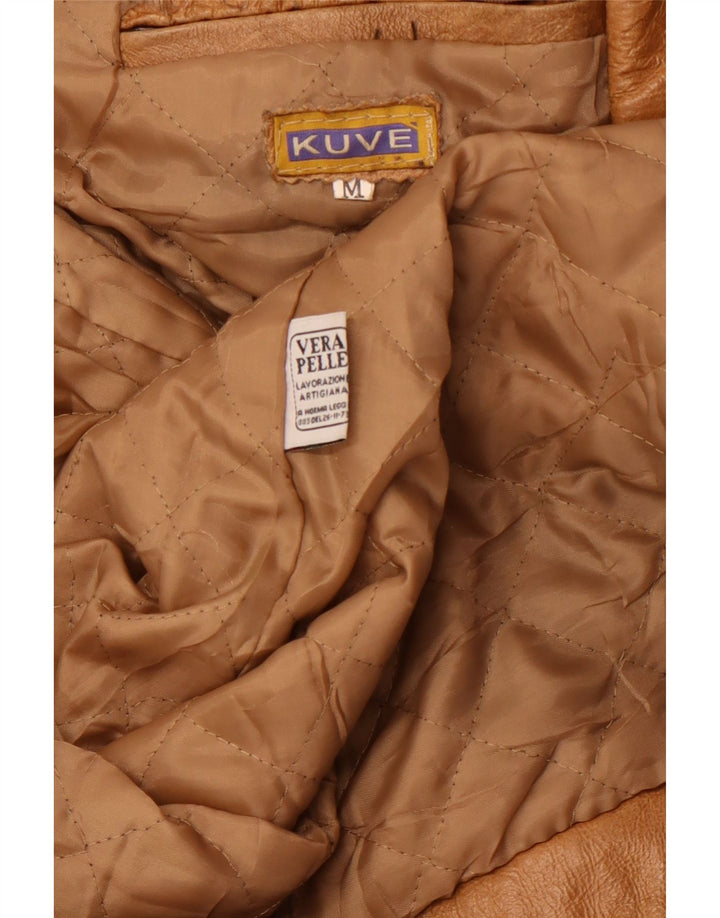 VINTAGE Læderjakke til mænd UK 38 Medium Brun Læder