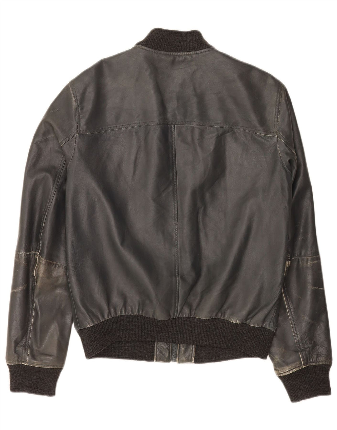 Trussardi Jeans Dame Bomber Læderjakke IT 50 XL Navy Blue