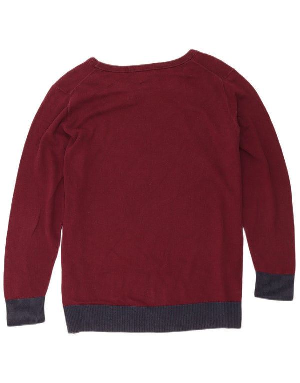 Gap Womens Boat Neck Jumper Sweater UK 18 XL Burgundy Colourblock Bomuld