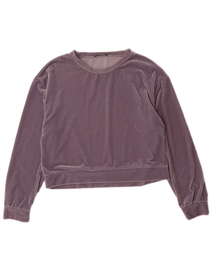 Zara Womens Loose Fit Crop Top Langærmet UK 10 Small Purple Polyester