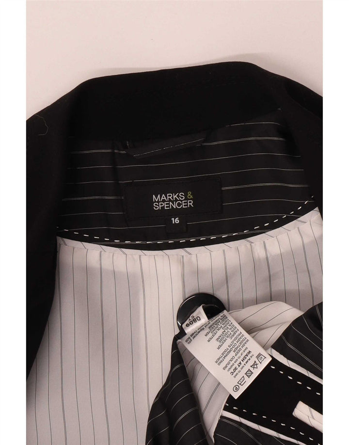 Marks & Spencer Dame 1-knaps blazerjakke UK 16 Stor sort polyester